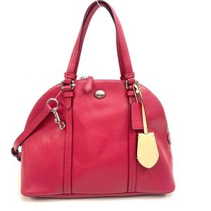 Coach CORA DOMED SATCHEL IN CROSSGRAIN LEATHER F25671 Red